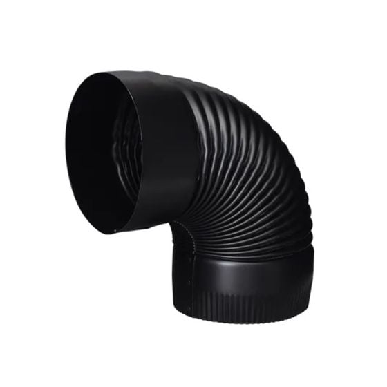 Crimped Elbow for Stove 90D - 24 Gauges - Black - 7"