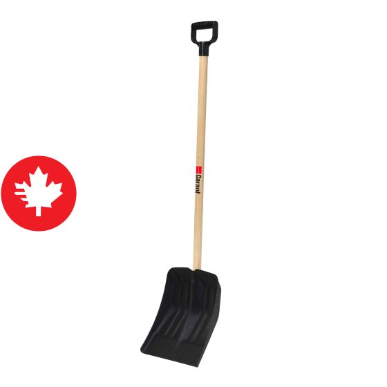 Pelle à neige, lame noire en poly, manche en bois dur, 11"