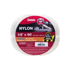 Corde de nylon tressée lisse, blanc, 1/2" x 50'