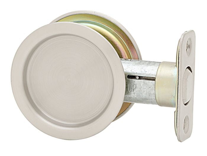 Serrure pour porte coulissante, nickel satiné