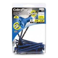 Vis à béton tête plate 3/16" (+ foret + embout cruxiforme et carré) (25), 2 3/4", 25/pqt