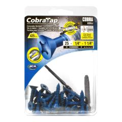 Vis à béton Tête plate 1/4" (+ Foret + Embout cruxiforme et carré) (25)