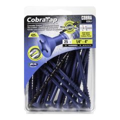 Vis à béton tête plate 1/4" (+ foret + embout cruxiforme et carré) (25), 4", 25/pqt