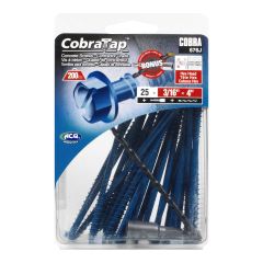 Vis à béton, tête hexagonale, 25/pqt, 3/16" x 4"