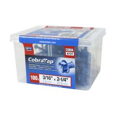 Vis à béton, tête hexagonale, 100/pqt, 3/16" x 2 1/4"