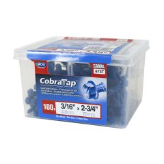 Vis à béton, tête hexagonale, 100/pqt, 3/16" x 2 3/4"