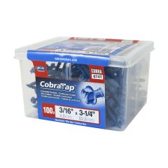 Vis à béton, tête hexagonale, 100/pqt, 3/16" x 3 1/4"