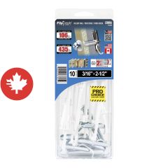 Ancrages pour murs creux FLIPTOGGLE 3/16" x 2 1/2" (+ Boulons) (10)