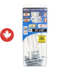 Ancrages pour murs creux FLIPTOGGLE 1/4" x 2 1/2" (+ Boulons) (10)