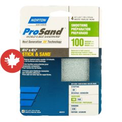 Feuille autocollante abrasive ProSand 1/4, grain 100, 4 1/2" x 5 1/2", 4/pqt