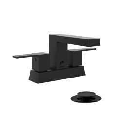 Robinet de lavabo Quadrato, 2 poignées, noir mat, entraxe de 4"
