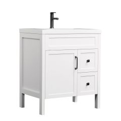 Meuble-lavabo, Nord, blanc mat, 1 porte/2 tiroirs, 30 1/4" x 35 3/4"
