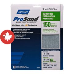 Papier de ponçage à Gr. fin Norton ProSand, 11" x 9", Gr. 150, 3/pqt
