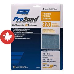 Papier de ponçage à Gr. fin Norton ProSand, 11" x 9", Gr. 320, 3/pqt