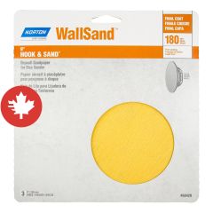 Papier abrasif à placoplâtre pour"nçeuse à disque Norton Hook & Sand, 9", Gr. 180, 3/pqt