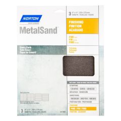 Toile Émeri Norton MetalSand, 11" x 9", Gr. Fin, 3/pqt