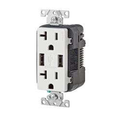 Decora Duplex 3.6 A USB Charger and 15 A Tamper Resistant Receptacle - White - 2Pkg