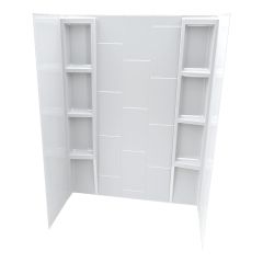 Ensemble de mur de bain, motif de grandes tuiles verticales, 60" x 36" x 80", 5 morceaux