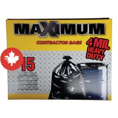 Garbage Bag - Contractor - 4 mil - Black - 15/Pkg