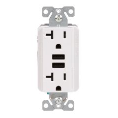 Prise de courant inviolable avec deux ports USB Type A, blanc