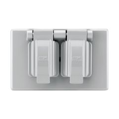 Couvercle de prise double, extérieur, gris