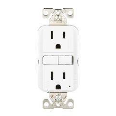 Tamper Proof Double Socket -  GFCI - TWR - White - 15 A - 125 V