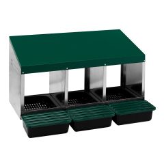 Nid pondoir, 3 compartiments, fond plastique, vert-gris
