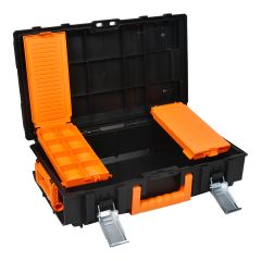 Coffre à outils empilable, loquets robustes, 21,6’’ x 13,4’’ x 6,3’’, noir