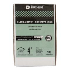 Clous pour béton, galvanisés à chaud, avec mèche, 4", 100/pqt