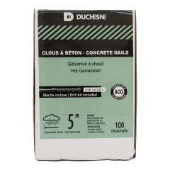 Clous pour béton, galvanisés à chaud, avec mèche, 5", 100/pqt