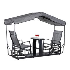 Houston Garden Swing Chair - 2-Seater With Canopy - Grey