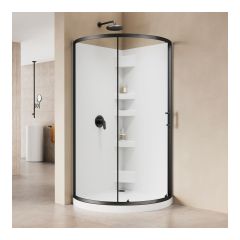 Round Shower Kit - 38" x 76" - Matte Black/White