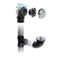 Ensemble bonde et trop-plein, ABS, 1 1/2", angle ajustable, chrome