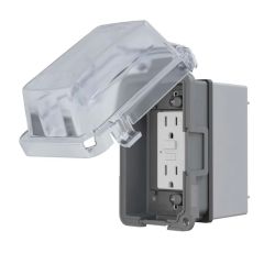 Weatherproof GFCI Outlet Box with Cover - 15 A