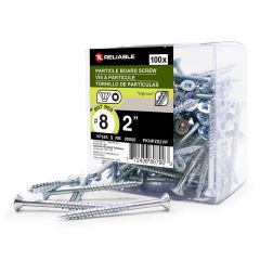 Wood Screws - Hi-Low Thread - Regular Point - #8 x 2" - 100/Pkg