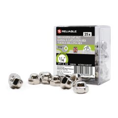 Hex Acorn Cap Nuts - Nickel-Plated Steel - 1/4" - 25/Pkg