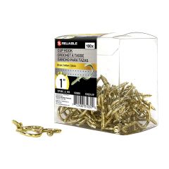 Cup Hooks - 1" - Brass Finish - 100/Pkg