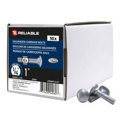 Carriage Bolts - 1/4" x 1" - Hot-Tip Galvanized - 50/Pkg