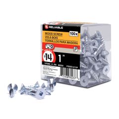 Wood Screws - #14 x 1" - Single-Helix - Zinc-Plated - 100/Pkg