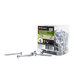 Wood Screws - #6 x 1 1/4" - Hi-Low Thread - Zinc-Plated - 100/Pkg