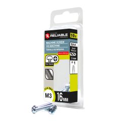 Vis mécaniques, M3 x 16 mm, type B, zingué, 10/pqt