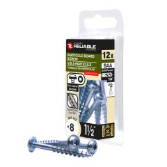 Wood Screws - #8 x 1-1/2" - Pan Washer Head - Zinc-Plated - 12/Pkg