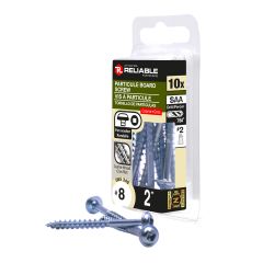 Wood Screws - #8 x 2" - Pan Washer Head - Zinc-Plated - 10/Pkg