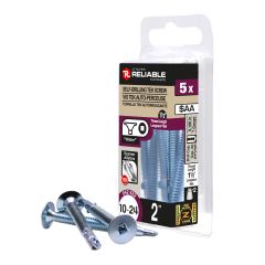 TEK Metal Screw - #10 x 2" - Self-Drilling - Zinc Plated - 5/Pkg