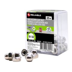 Acorn Cap Nuts - 10-32 x 3/8" - Nickel-Plated - 25/Pkg