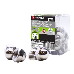 Acorn Cap Nuts - 3/8" x 5/8" - Nickel-Plated - 25/Pkg