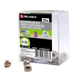 Acorn Cap Nuts - 6-32 x 5/16" - Nickel-Plated - 25/Pkg