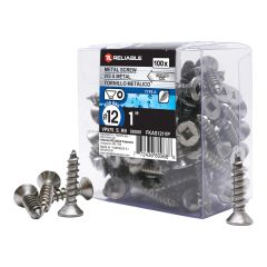 Stainless Steel Metal Screws - #12 x 1" - Type A - 100/Pkg