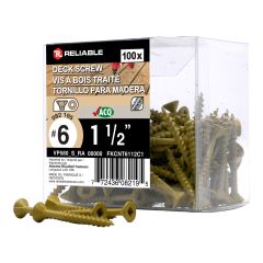 Treated Wood Screws - #6 x 1-1/2" - Coarse Thread - 100/Pkg