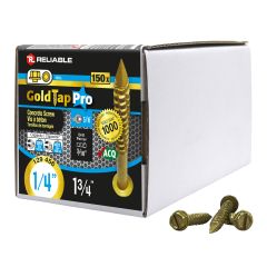 Concrete Screws - 1/4" x 1 3/4" - Gold Seal - 150/Pkg